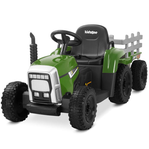 Load image into Gallery viewer, Kidzone 12V Electric Tractor with Trailer and LED Lights, Bluetooth Connectivity for Kids
