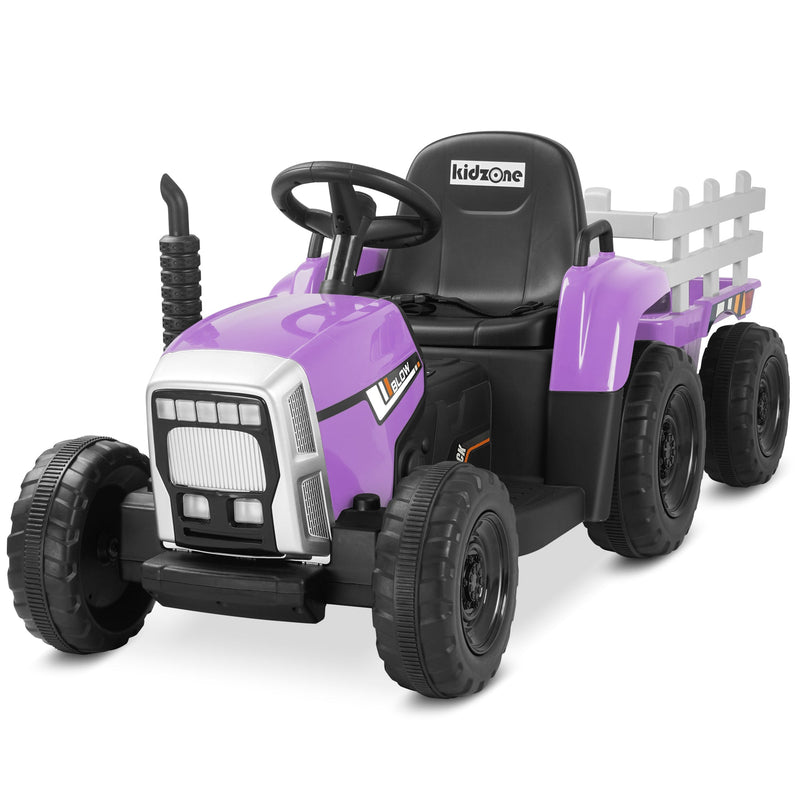 Load image into Gallery viewer, Kidzone 12V Electric Tractor with Trailer Ride-On Toy, Dual Speeds
