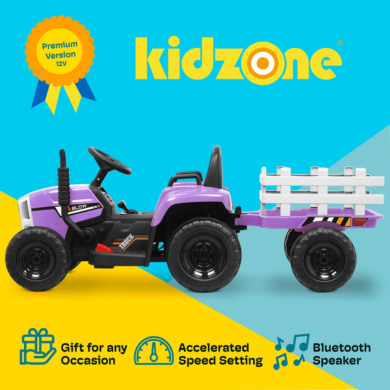 Load image into Gallery viewer, Kidzone 12V Electric Tractor with Trailer Ride-On Toy, Dual Speeds
