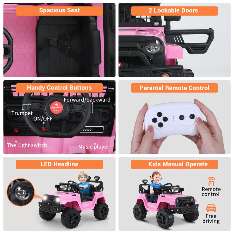 Load image into Gallery viewer, Kimbosmart 12V Kids Ride On Truck Car with Remote Control and 3 Speeds - Perfect Gift for Little Drivers
