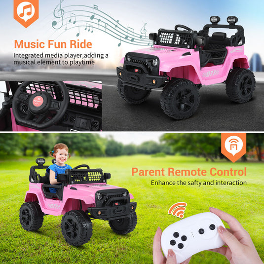 Kimbosmart 12V Kids Ride On Truck with Remote Control and Bluetooth Connectivity