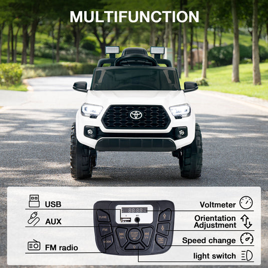 Kimbosmart 12V Licensed Toyota Tacoma Kids Ride-On Car with Charging Reminder Feature