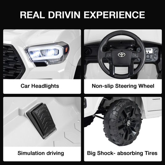 Kimbosmart 12V Licensed Toyota Tacoma Kids Ride-On Car with Charging Reminder Feature