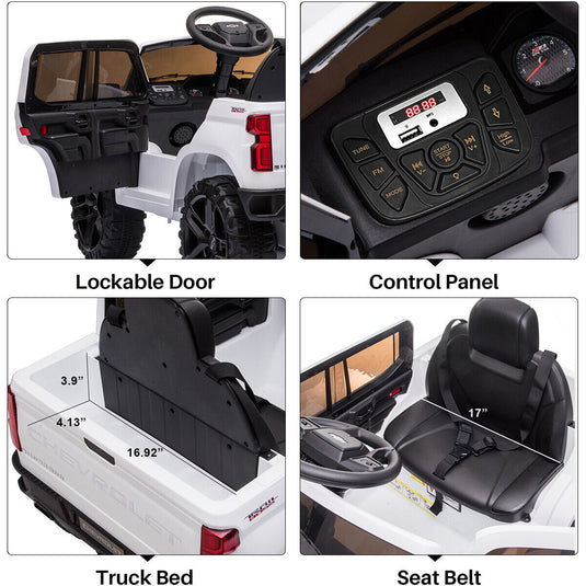 Kimbosmart Kids 12V Chevrolet Silverado Truck Ride-On with Remote Control