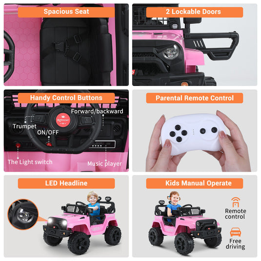 Kimbosmart Kids 12V Ride On Truck with Remote Control - Battery Powered Car for Endless Fun!