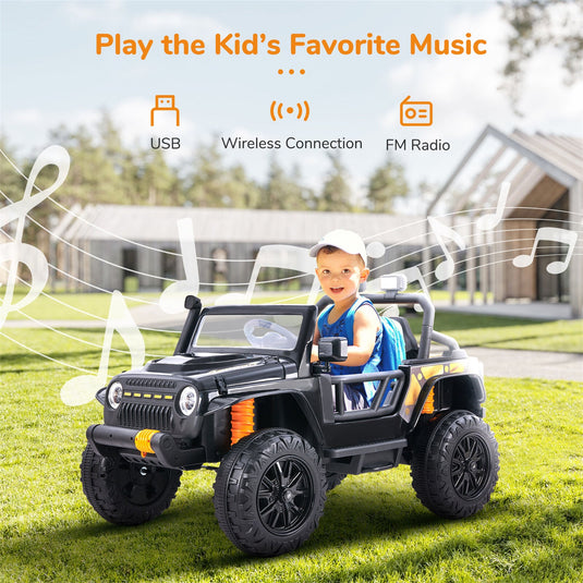 Electric 2-Seater SUV Truck for Kids with MP3, Remote Control, and LED Lights - 3 Speed Options, 12V Battery