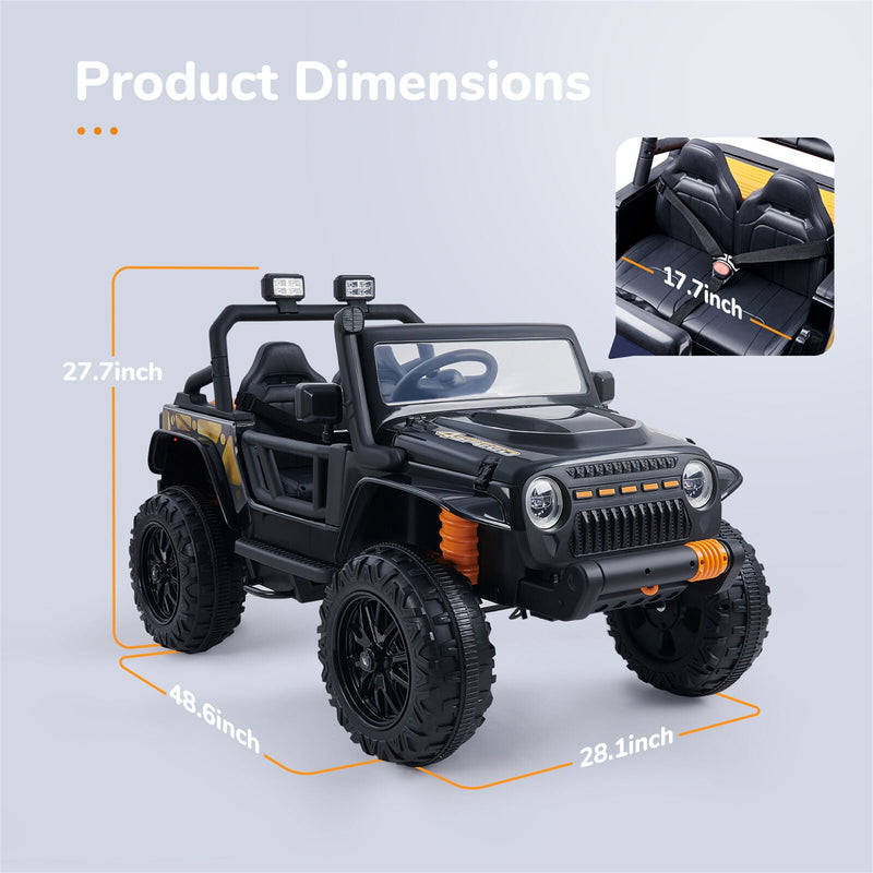 Load image into Gallery viewer, 2-Seater Electric Ride-On Truck for Kids with Remote Control and LED Lights - 27.7 x 48.6 x 28.1 inches
