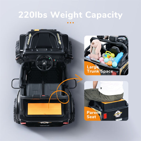 Electric 3-Speed Kids Ride-On Car with MP3, LED Lights, and Parental Remote Control - White