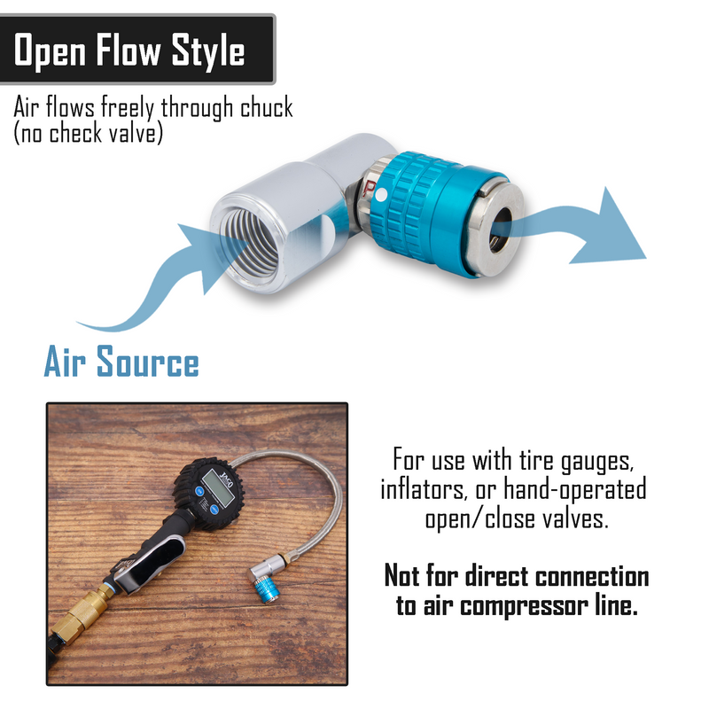 Load image into Gallery viewer, Lightning™ L3-Series Bike Tire Air Chuck - 1/4&quot; F-NPT (Presta + Schrader Valves) | Open Flow (2 Pack)
