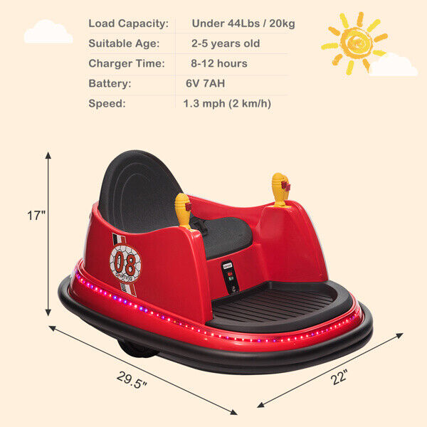 Load image into Gallery viewer, LEADZM 6V 7A.h Red Bumper Car - Electric Ride-On Toy for Kids
