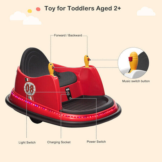 LEADZM 6V 7A.h Red Bumper Car - Exciting Fun for Kids!