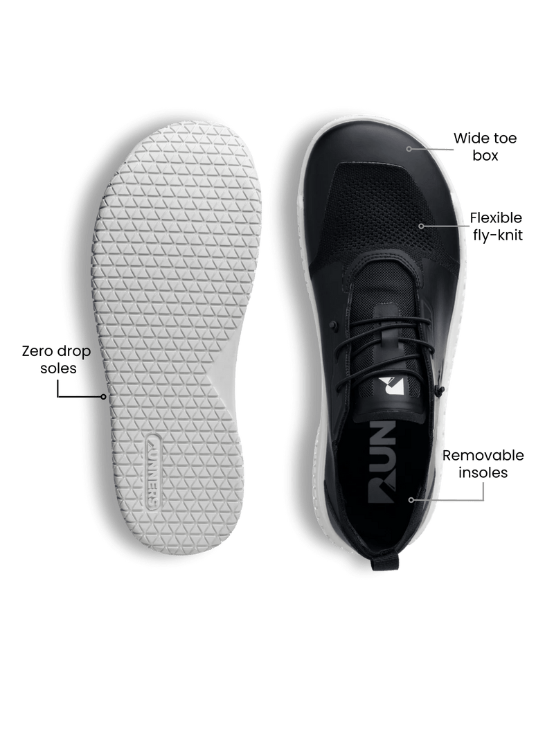 Load image into Gallery viewer, Barefoot Training Shoes Zero Drop - Black | Wide Toe Box Minimalist Trainer
