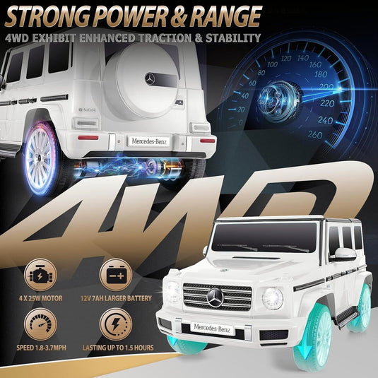 Mercedes-Benz G500 Licensed Electric Kids Ride-On Car with Remote Control and LED Lights - 12V