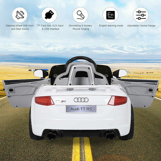 Licensed 12V Audi TT RS Electric Kids Ride On Car with Remote Control and MP3 Player - White