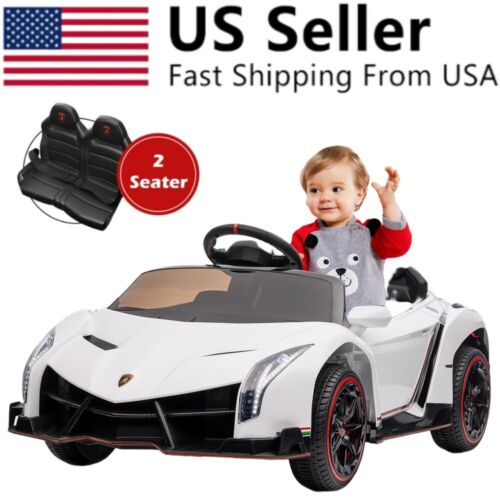 Load image into Gallery viewer, Licensed 12V Lamborghini 2-Seater Kids Ride On Car - White
