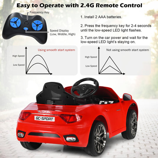Licensed 12V Maserati GranCabrio Kids Ride On Car with Remote Control and Lights
