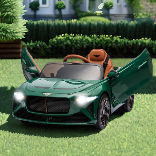 Licensed 2.4G Electric 12V Kids Ride On Car with 3 Speeds - Bentley Green