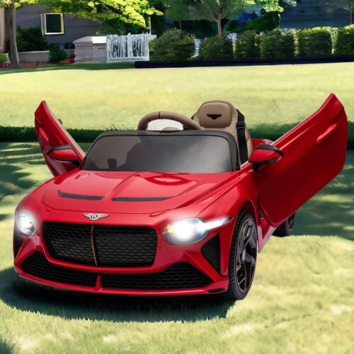 Licensed 2.4G Kids Ride On Car with 3 Speeds - Electric 12V Bentley Red
