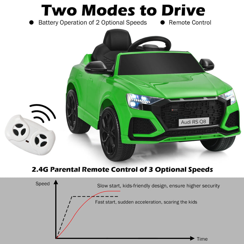 Load image into Gallery viewer, Licensed Audi RS Q8 12V Ride-On Car for Kids with Remote Control, Lights, and Music in Green
