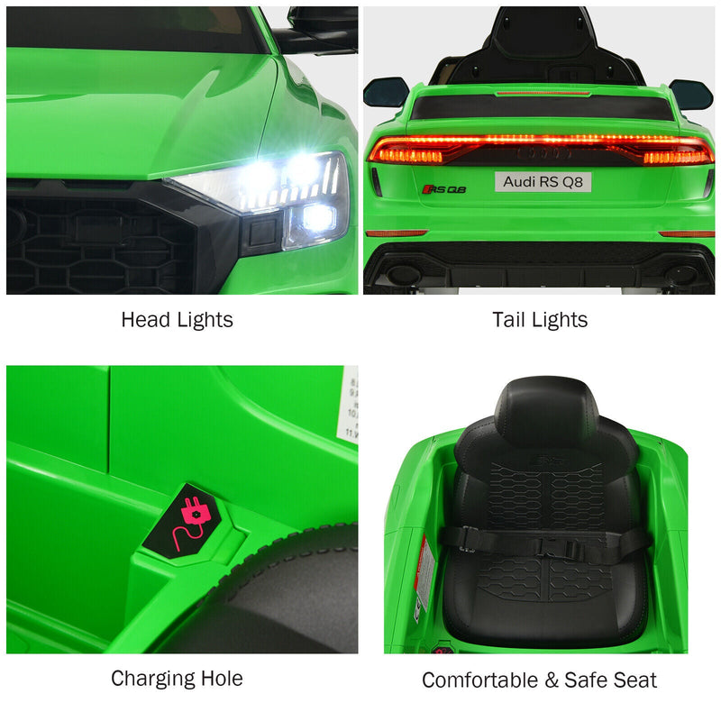 Load image into Gallery viewer, Licensed Audi RS Q8 12V Ride-On Car for Kids with Remote Control, Lights, and Music in Green
