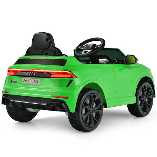 Licensed Audi RS Q8 12V Ride-On Car for Kids with Remote Control, Lights, and Music in Green
