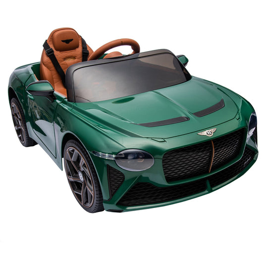 Licensed Bentley 2.4G Kids Ride On Car with Remote Control, 3 Speeds, and 12V Battery - Green