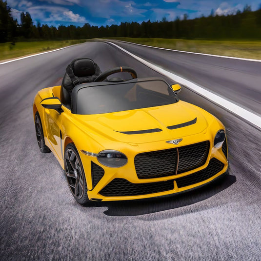 Licensed Bentley 2.4G Kids Ride On Car with Remote Control, 3 Speeds, and 12V Battery in Yellow