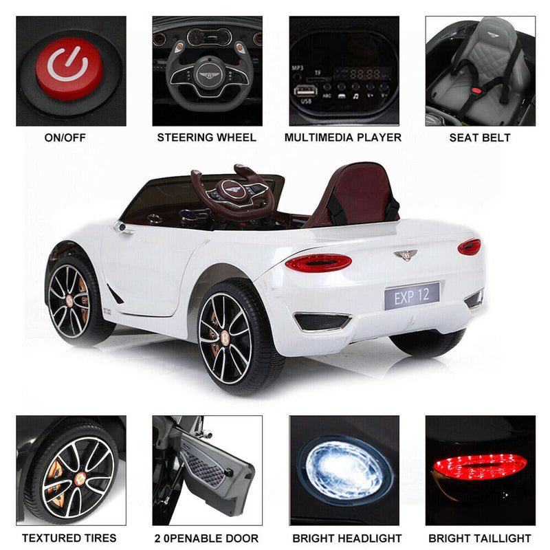 Load image into Gallery viewer, Electric Kids Ride-On Car with Remote Control, LED Lights, MP3 Player, and Bentley-Inspired Design - 12V
