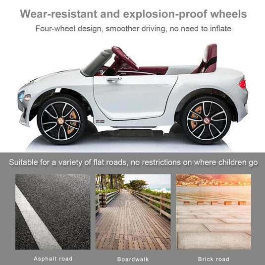 Electric Kids Ride-On Car with Remote Control, LED Lights, MP3 Player, and Bentley-Inspired Design - 12V