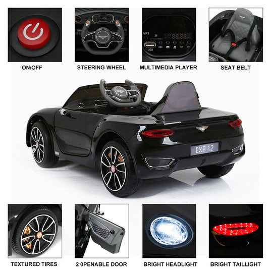 12V Electric Kids Ride On Car with LED Lights - Bentley EXP12 Inspired Design