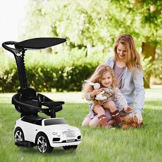 Load image into Gallery viewer, Licensed Bentley Kids Push and Sliding Car with Canopy - White
