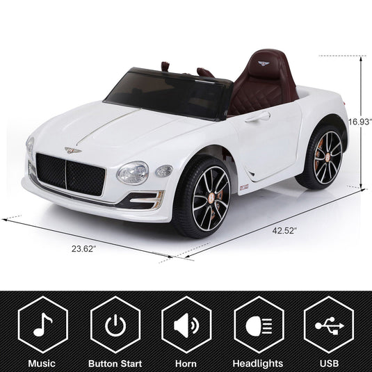 Licensed Bentley Style 12V Electric Ride On Car for Kids with Remote Control - Perfect Gift!