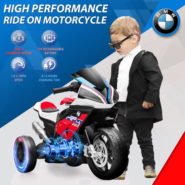 Load image into Gallery viewer, Licensed BMW 12V Battery Powered Electric Ride-On Motorcycle for Kids
