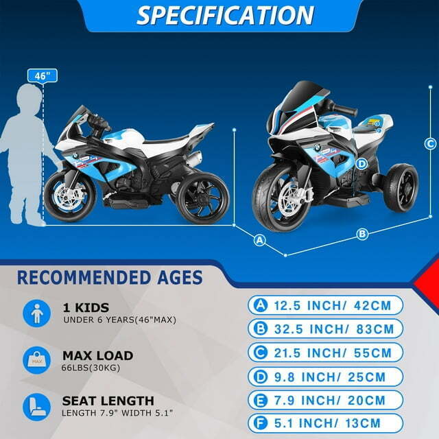 Load image into Gallery viewer, Licensed BMW 12V Battery Powered Electric Ride-On Motorcycle for Kids
