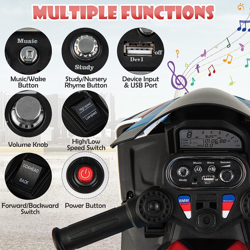 Load image into Gallery viewer, Licensed BMW 12V Battery Powered Ride-On Motorcycle for Kids with Headlights
