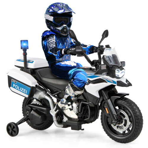 Load image into Gallery viewer, Licensed BMW Dirt Bike Police Motorcycle for Kids - 12V, White with Light &amp; Music

