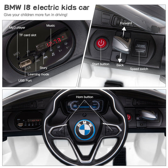 Licensed BMW I8 Coupe 12V Battery Powered Ride On Car for Kids with Remote Control and MP3 Compatibility