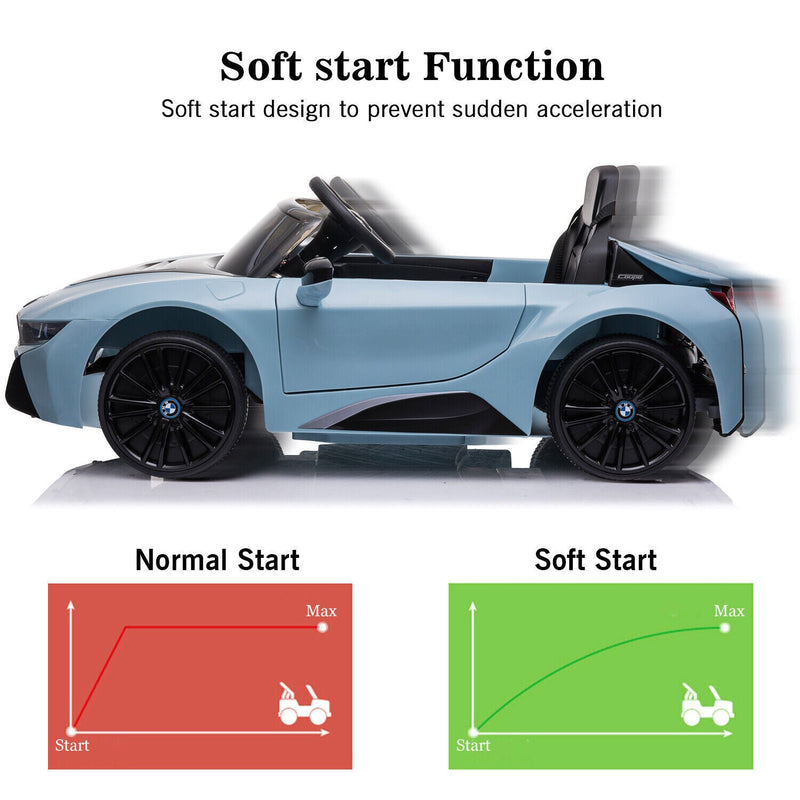 Load image into Gallery viewer, BMW I8 Electric Blue Kids Ride-On Car with Remote Control - Perfect for Christmas!
