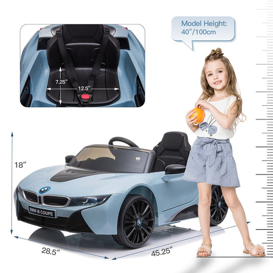 Licensed BMW i8 Style 12V Electric Ride-On Car for Kids with Remote Control, MP3 Player, and LED Lights