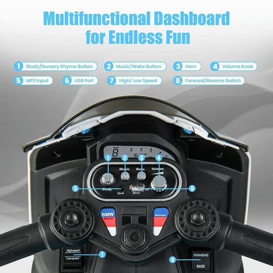 Licensed BMW Multi-Terrain Kids Motorcycle Ride-on Toy - 12V Battery Powered for Toddlers