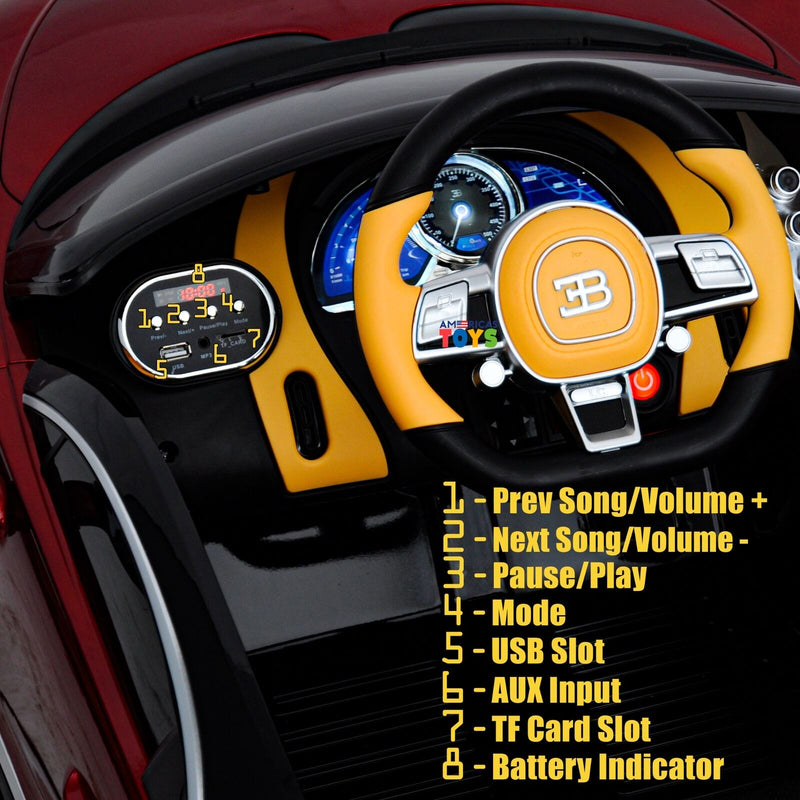 Load image into Gallery viewer, Licensed Bugatti R/C Car with Music, Leather Seat, and Multiple Color Options
