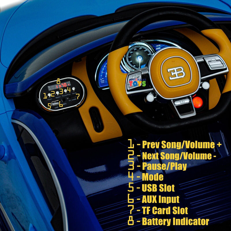 Load image into Gallery viewer, Licensed Bugatti R/C Car with Music, Leather Seat, and Multiple Color Options
