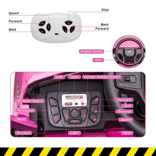 Licensed Chevrolet Silverado GMC 12V Ride-On Pink Car Truck for Kids