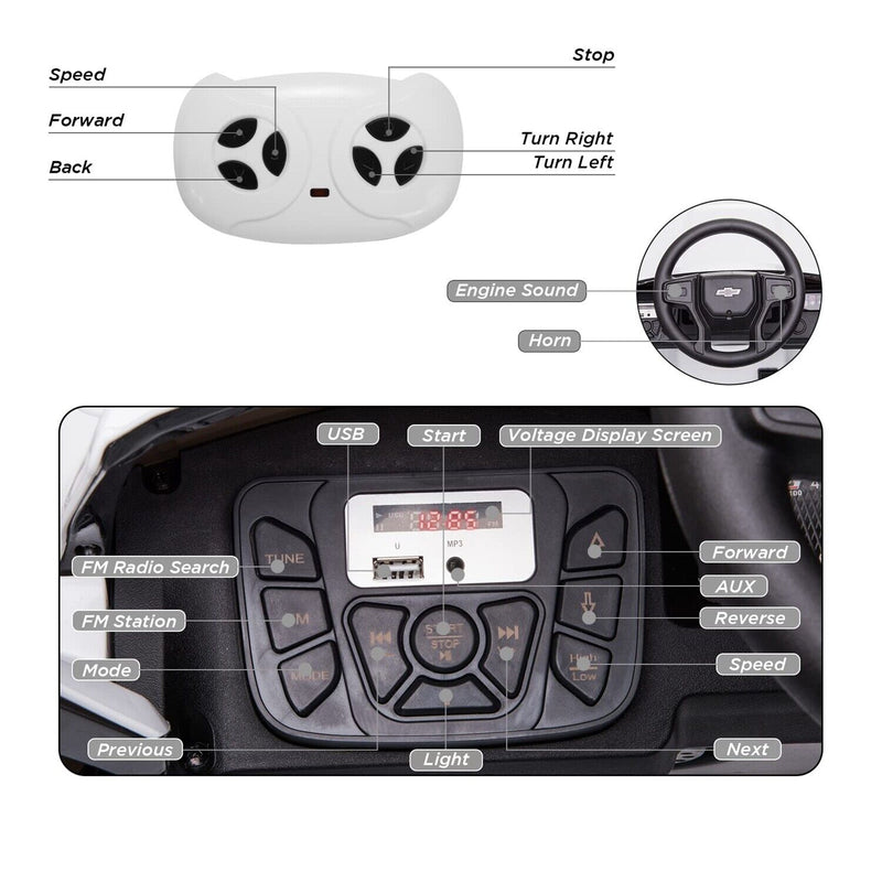 Load image into Gallery viewer, Licensed Chevrolet Silverado GMC Kid&#39;s 12V Battery-Powered Ride-On Truck in White
