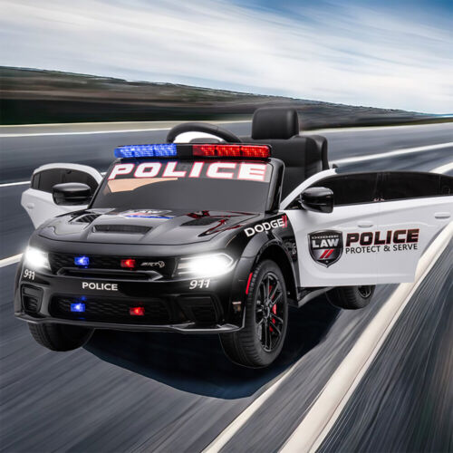 Load image into Gallery viewer, Licensed Dodge Charger 12V Ride-On Police Car with 3 Speeds and Bluetooth Connectivity
