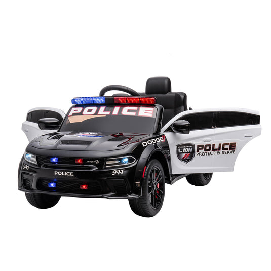 Licensed Dodge Charger 12V Ride-On Police Car with 3 Speeds and Bluetooth Connectivity
