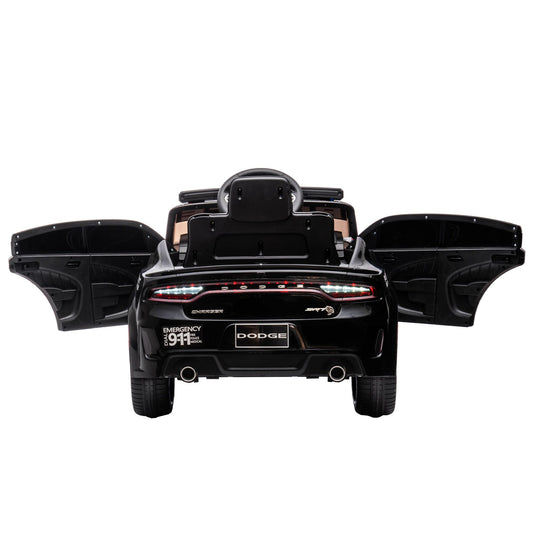 Licensed Dodge Charger 12V Ride-On Police Car with 3 Speeds and Bluetooth Connectivity