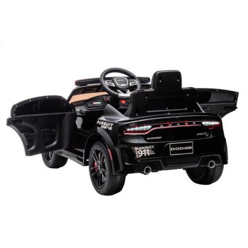 Licensed Dodge Charger Police Sports Car for Kids with LED Lights, USB and MP3 Capabilities - 12V