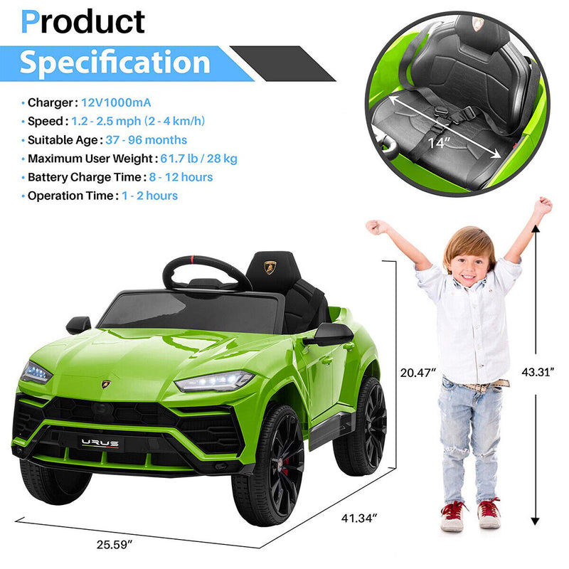 Load image into Gallery viewer, Rev up the Fun with the Lamborghini Urus 12V Electric Ride-On Car for Kids - Remote Controlled!
