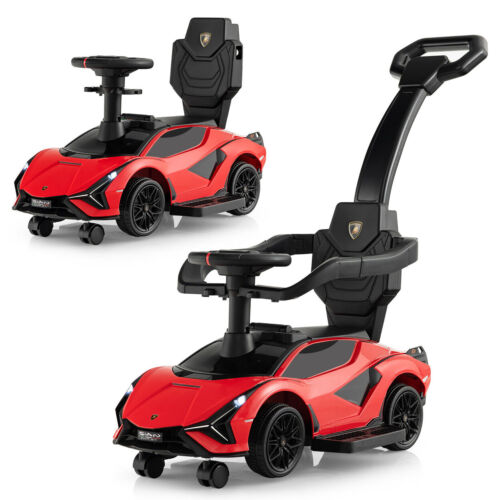 Licensed Lamborghini 3-in-1 Push Car with USB Port for Toddlers: Ride On, Walk, and Stroll in Style!